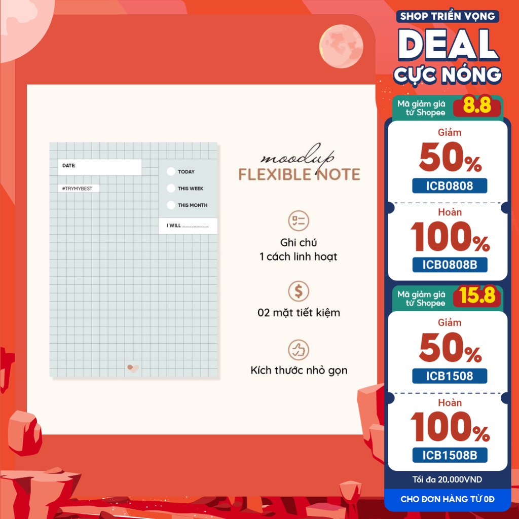 SET GIẤY NOTE - GIẤY GHI CHÚ LINH HOẠT | Moodup Flexible Note | Lập kế hoạch hiệu quả