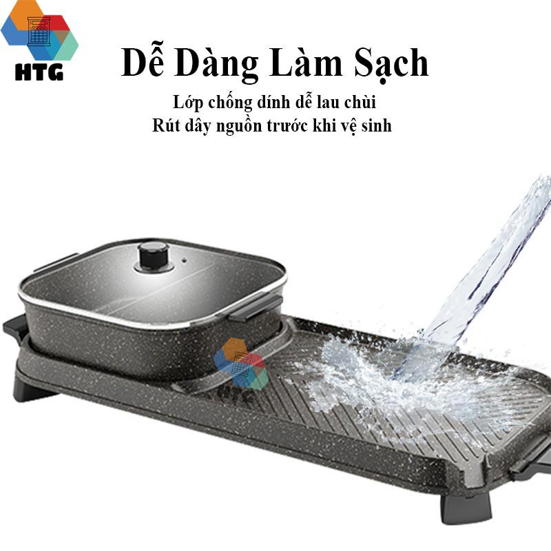 Bếp lẩu nướng 2 trong 1 thế hệ mới, nồi lẩu 2 ngăn tách rời dung tích lớn