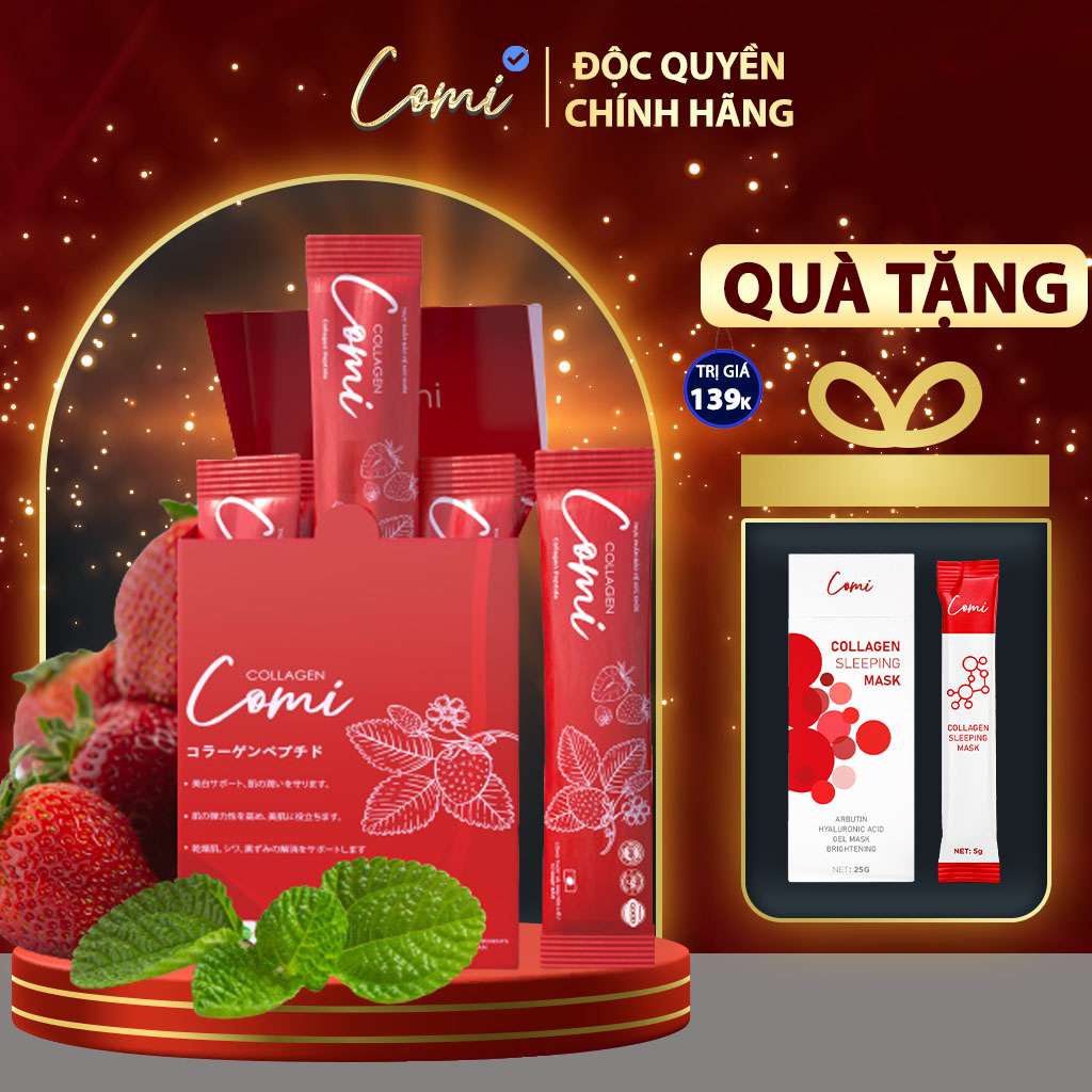Nước uống đẹp da Collagen COMI công nghệ Nhật, hút nám làm trắng da liệu trình mua 1 tặng 1 hộp mặt nạ