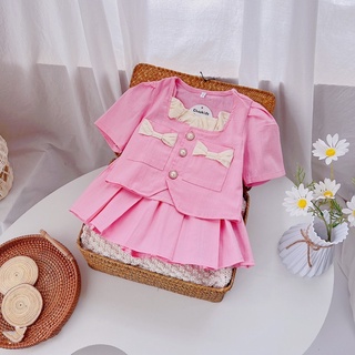 bộ vest hồng túi nơ xinh cho bé