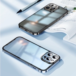 Ốp Điện Thoại Kính Trong Suốt Viền Kim Loại Từ Tính Bảo Vệ Camera Cho iPhone 12 13 Pro Max