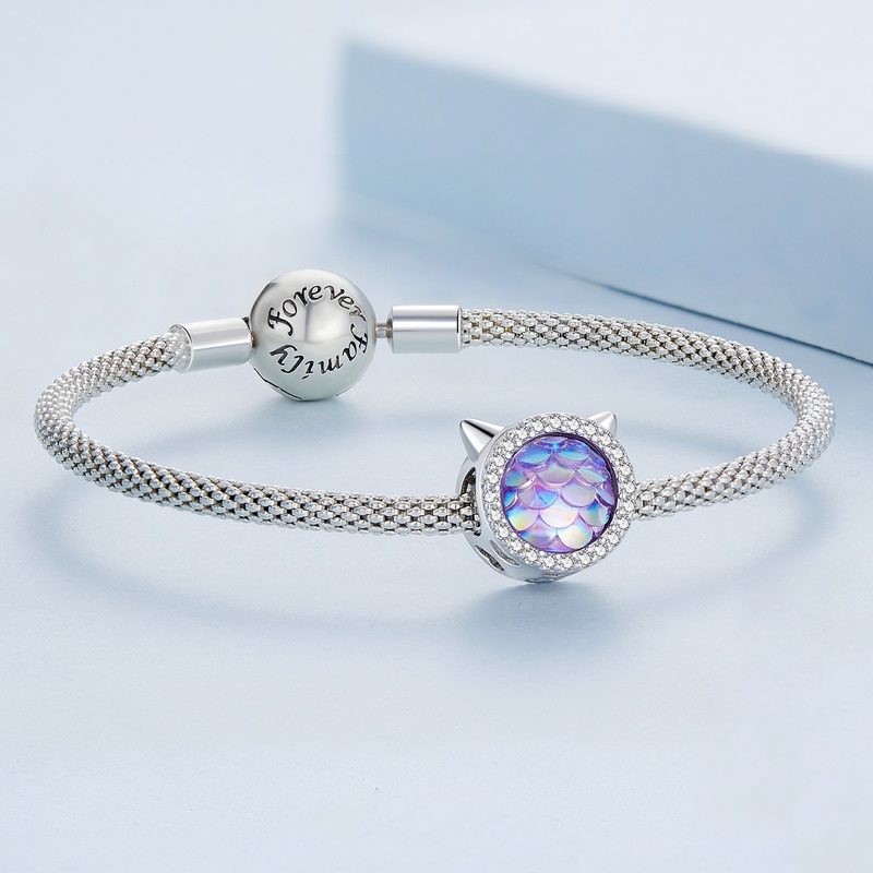 BAMOER Mặt Vòng cổ Bạc 925 Họa Tiết Vảy Cá Thời Trang DIY