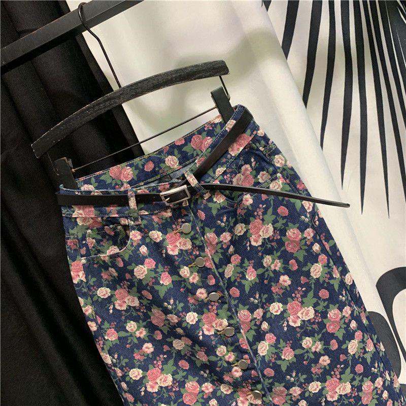 The store is on holiday  please chat with customer service! Chân váy jean Lưng Cao Dáng Ôm Co Giãn Họa Tiết Hoa Thời Trang Mùa Hè Phong Cách Châu Âu Cho Nữ