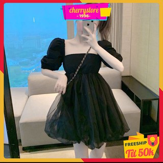 Váy nữ ❤️FREESHIP đơn 50k❤️ Váy công chúa tay bồng hở lưng kiểu Pháp [ Quảng Châu ]