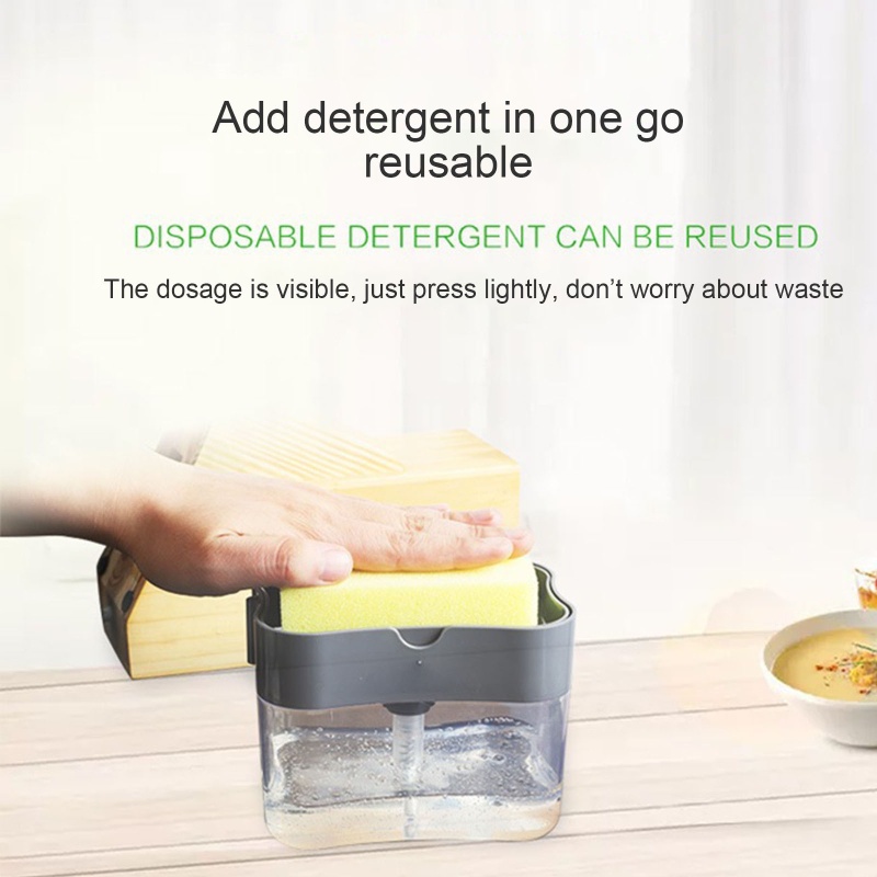 Giá Đỡ Bọt Biển Rửa Chén / Xà Phòng Dạng Nhấn Tay 2 Trong 1 Tiện Dụng Cho Nhà Bếp
