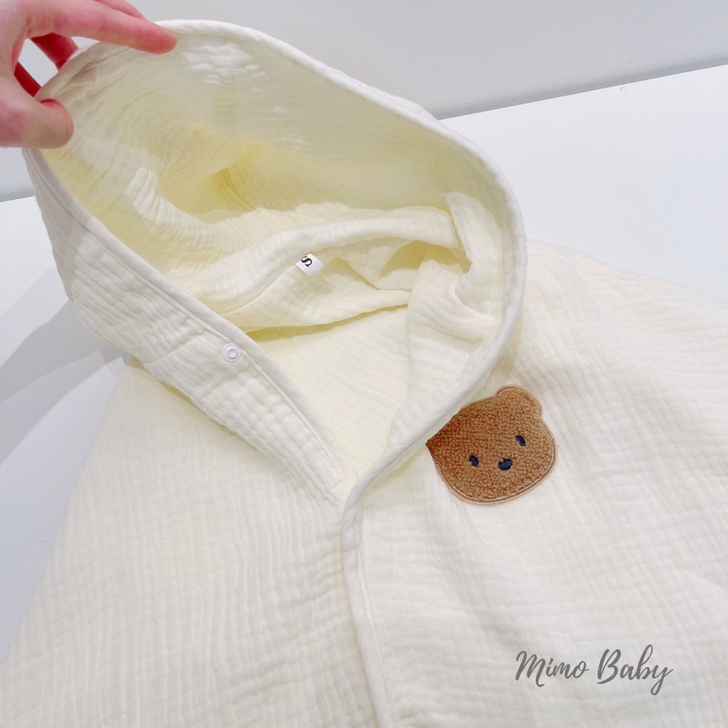 Áo choàng gấu mùa thu chất liệu xô muslin 4 lớp dễ thương cho bé Qa34 Mimo Baby