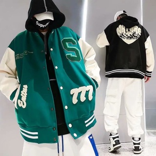 Áo khoác bomber đôi thêu phong cách Hàn Quốc cho nam simple áo varsity jacket retro áo khoác bóng chày nam fashion áo khoác gió 2 lớp from rộng varsity jacket bomber