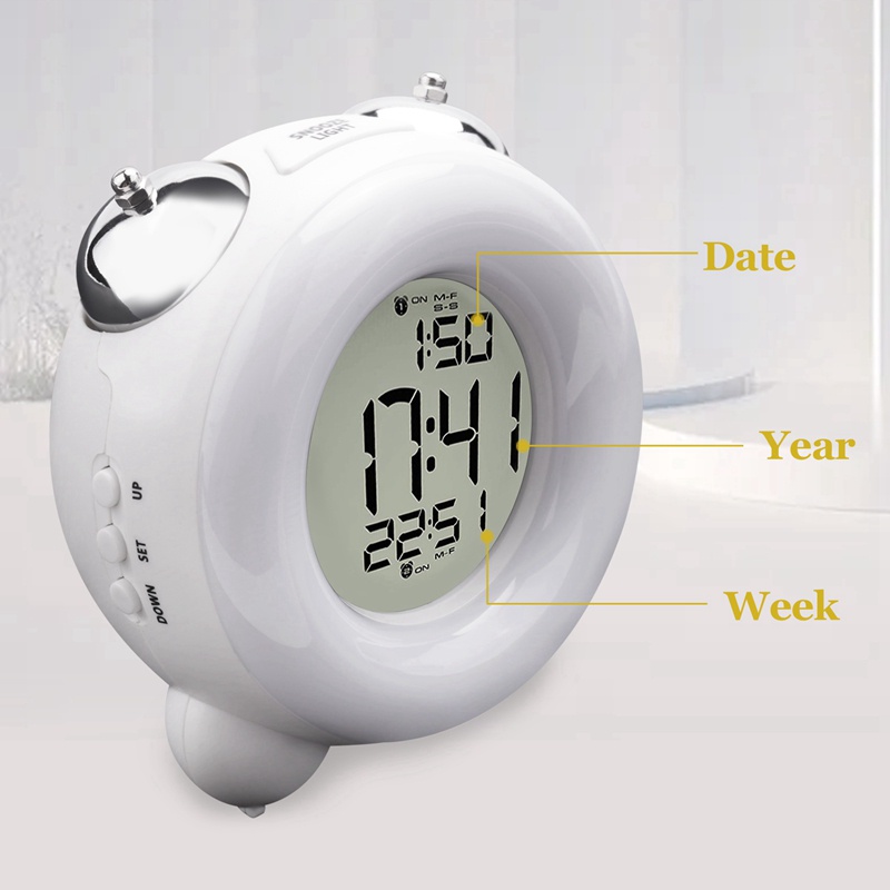 Đồng Hồ Báo Thức Âm Thanh Lớn Chạy Bằng Pin Với Chuông Báo Kép Và Đèn Ngủ Cho Người Ngủ Nặng