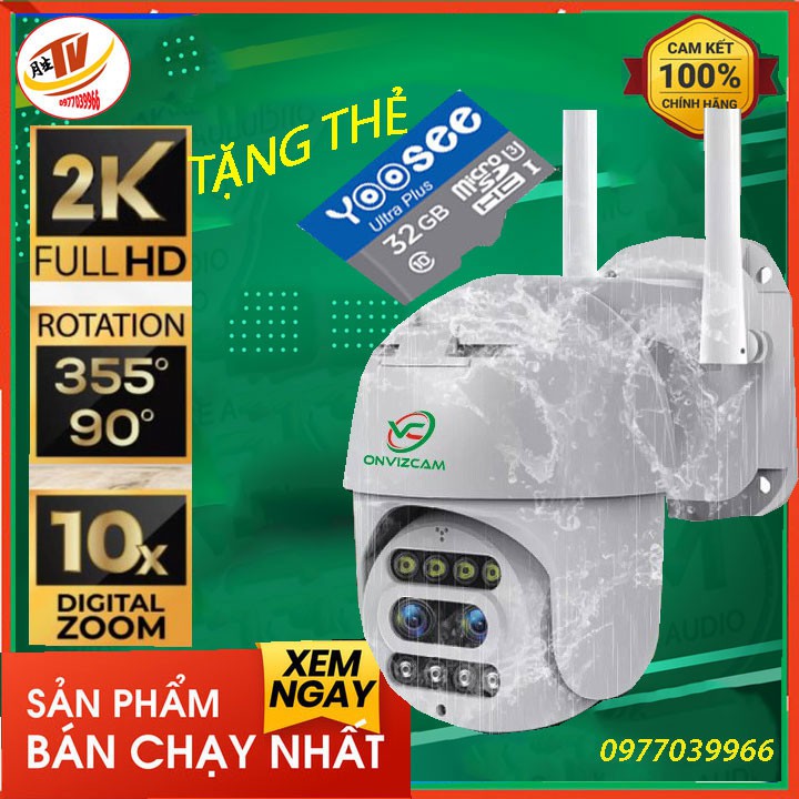 [KÈM THẺ 32GB 64GB] CAMERA IP WIFI CARECAM PRO ONVIZCAM PTZ ngoài trời ONVIZCAM KK6 siêu nét ZOOM 10x, độ phân giải 2K