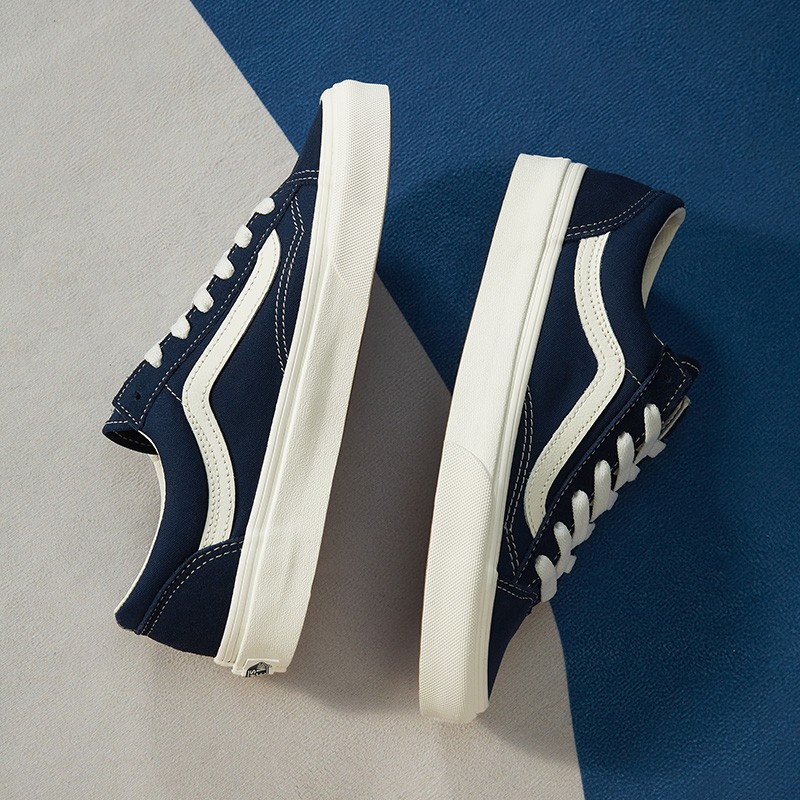 ✖✗[618 pre-sale] Vans chính thức màu xanh dương im lặng sọc bên nam và nữ Style 36 Giày thể thao cổ thấp sành điệu