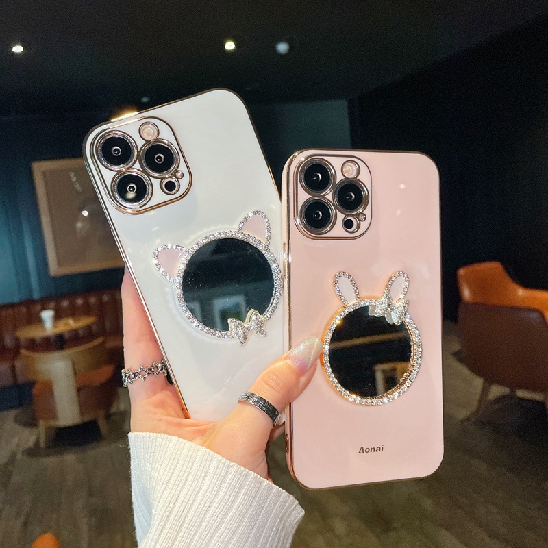 Ốp điện thoại tráng gương phong cách Minnie cho Samsung S21 Ultra S21fe S20fe Note 20 Ultra 10 Plus