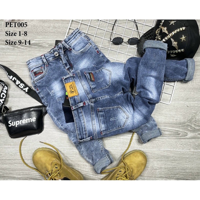 10-35kg QUẦN JEAN DÀI THỜI TRANG BÉ TRAI CỰC NGẦU PET005-036
