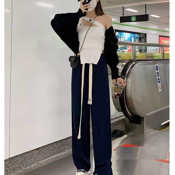 Quần Suông Dây Bản To 2 Màu PEONYB Nữ [FREESHIP]  Culottes ống rộng dáng dài kiểu đường phố 3158 hàn quốc