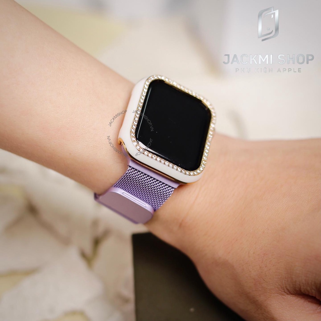 [COMBO 2 MÓN] DÂY MILAN THÉP THỜI TRANG CHO  APPLE WATCH + ỐP VIỀN ĐÍNH ĐÁ BẢO VỆ CHO APPLE WATCH