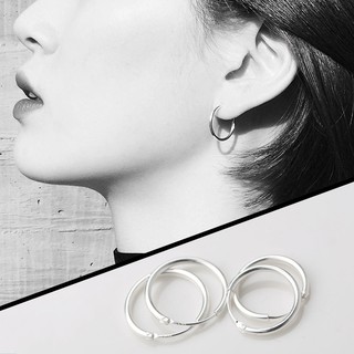 Khuyên tai bông tai nữ bạc s925 cao cấp basic tròn trơn móc có size Cá jewelry