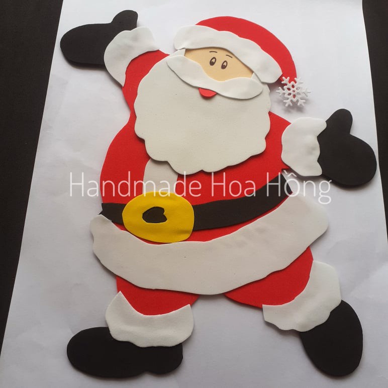 1 hình ông già noel bằng giấy xốp, 23 x 21cm - Hình trang trí giáng sinh, noel, trang trí lớp học, mẹt dây mây