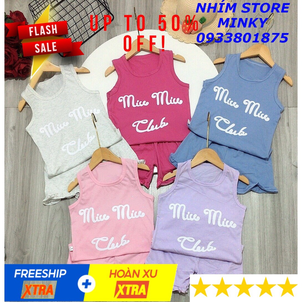 FREESHIP  Bộ 3 lỗ cotton MIUMIU size nhỡ cho bé NHÍM STORE MINKY