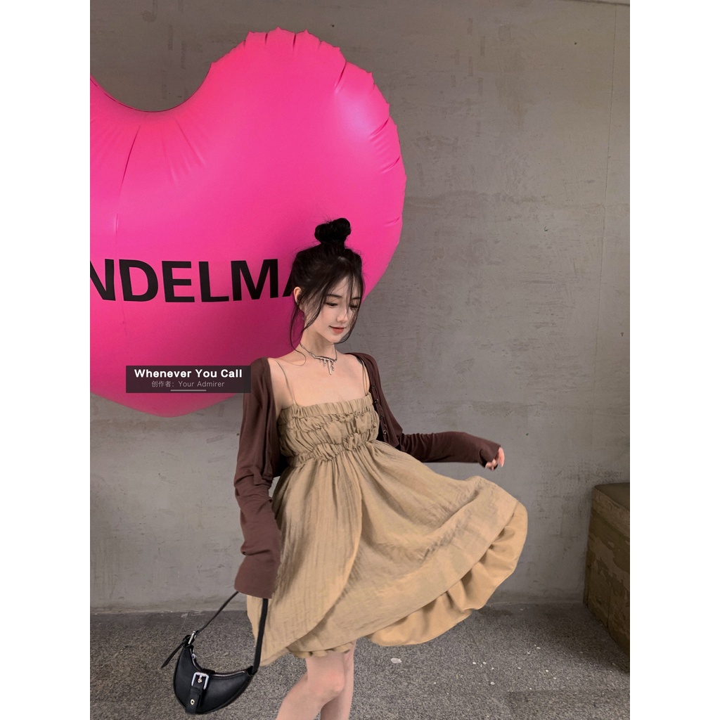 Sexy girl chic suspender dress for women 2022 loose design niche A- line skirt skirt skirt QMPZ