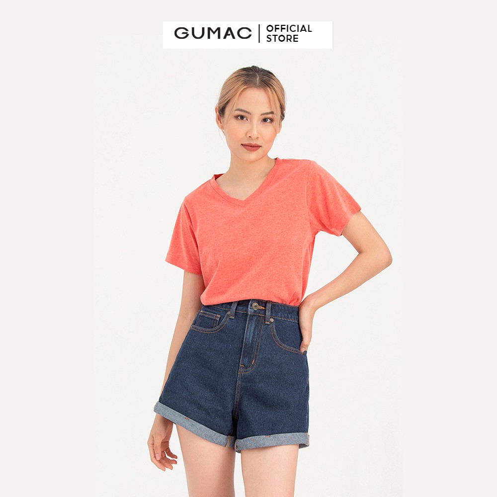 [Mã WABRGUM giảm 10% tối đa 30K đơn 99K] Áo thun nữ cổ tim cơ bản thời trang nữ GUMAC form basic năng động ATC04020 | BigBuy360 - bigbuy360.vn