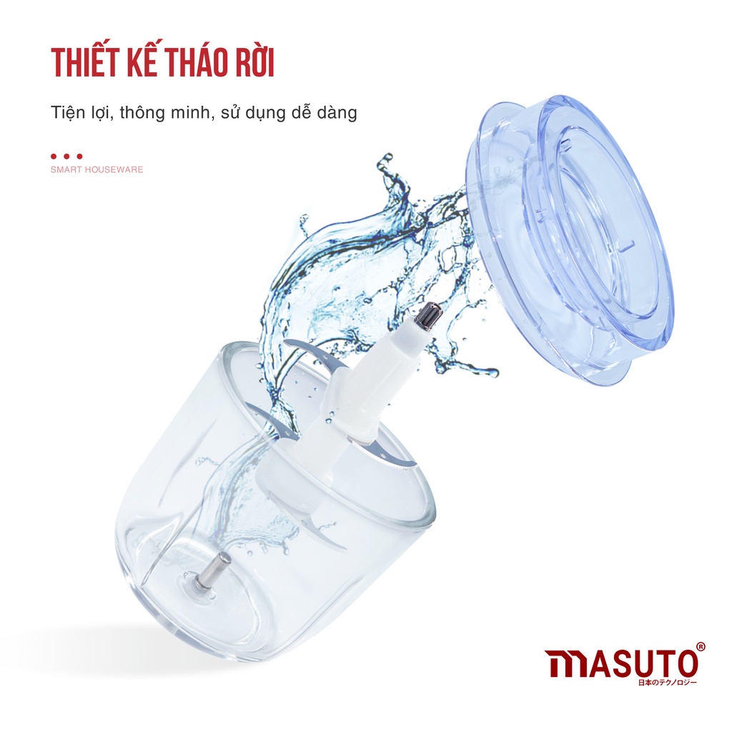 Máy xay sinh tố đa năng Masuto cối 0,6L say thịt đồ ăn dặm tỏi ớt siêu nhuyễn chỉ 10s-TẶNG BỘ DAO CỐI