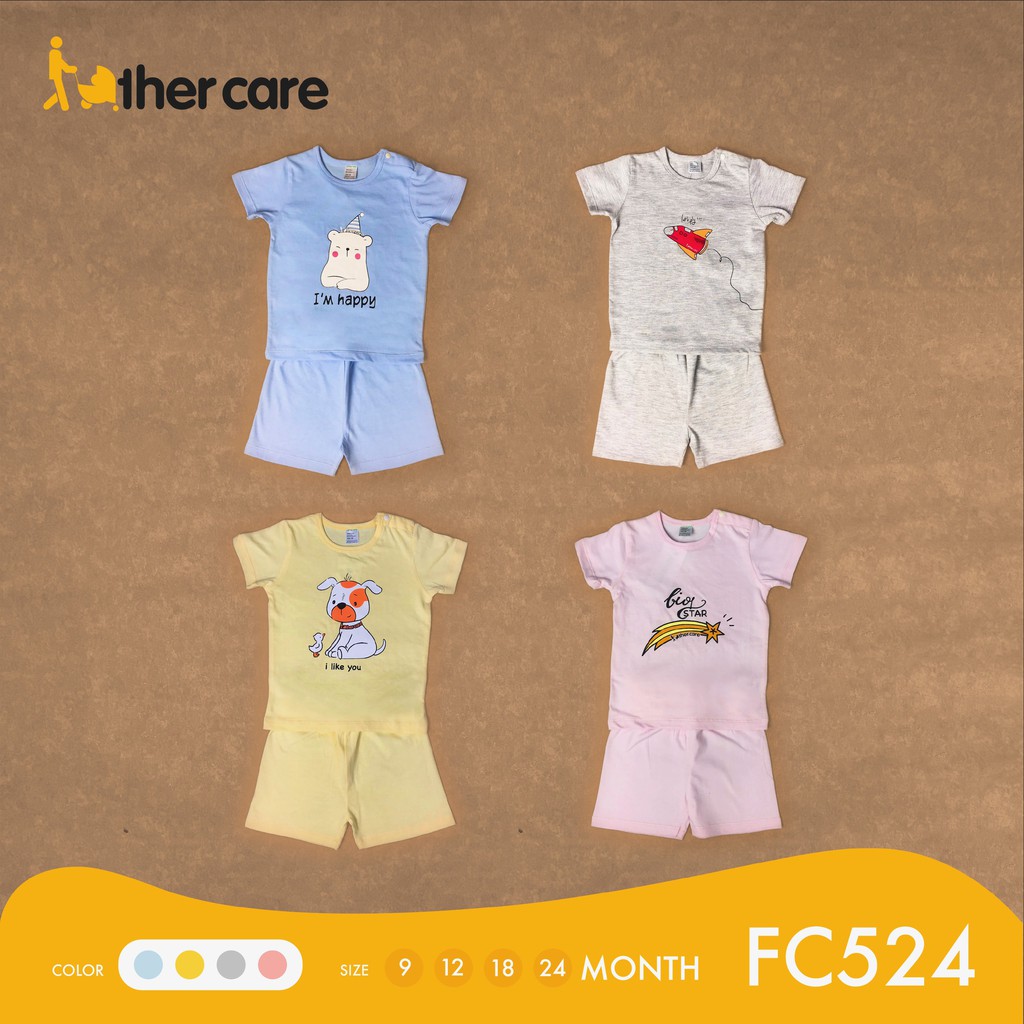 Bộ Quần Áo Cộc Tay Cài Vai FatherCare - In Hình FC524