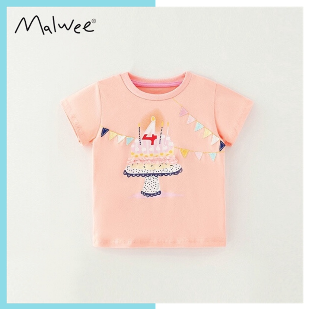 Áo thun hè cotton Malwee hồng bánh sinh nhật MW7224 cho bé gái 2-8 tuổi Mẫu mới 2022 - Little Maven Official Store