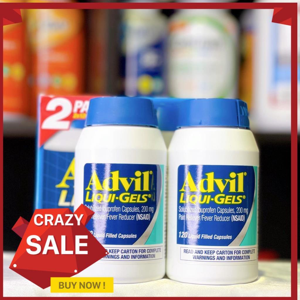 Viên uống ADVIL LIQUI GELS - VIÊN GEL HẤP THỤ NHANH CHÓNG (120 viên x 2 hộp)