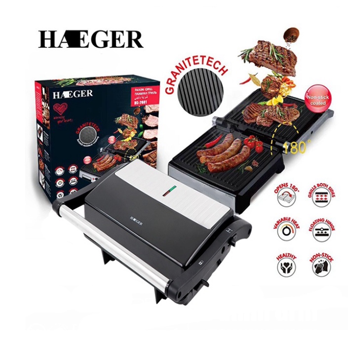 Máy nướng bánh thịt - Máy kẹp bánh mỳ HAEGER 1000W