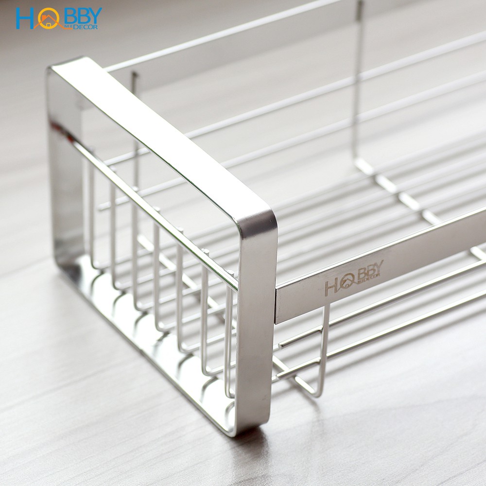 Kệ đựng gia vị Inox 304 HOBBY Home Decor GV2 dán tường gạch men - 2 kích thước - kèm keo dán và miếng dán