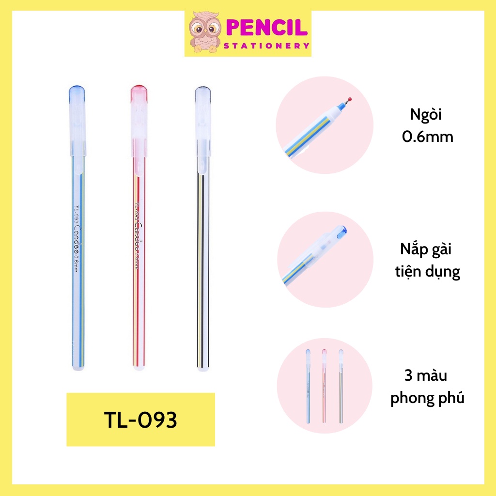 Bút Bi Thiên Long TL-027/036/079/093 Ngòi 0.5mm 0.6mm 0.8mm, Bút Gel Mực Nước Xanh Đen Đỏ Cho Học Sinh, Văn Phòng