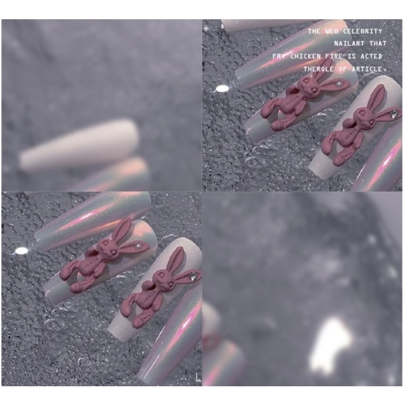 Charm thỏ sứ style nổi loạn ,cá tính .Hàng cao cấp dùng trang trí nail/móng tay