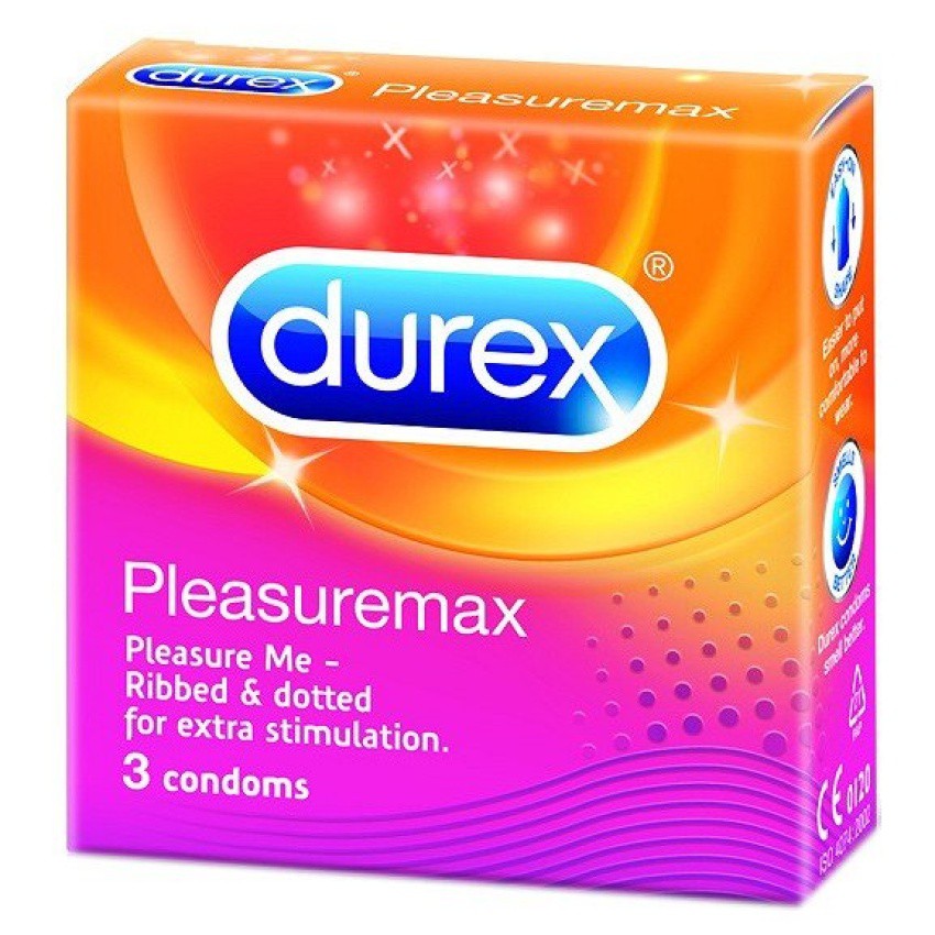 Hộp 3 bao cao su tăng cường cảm xúc Durex Pleasuremax 3S (Thái Lan)