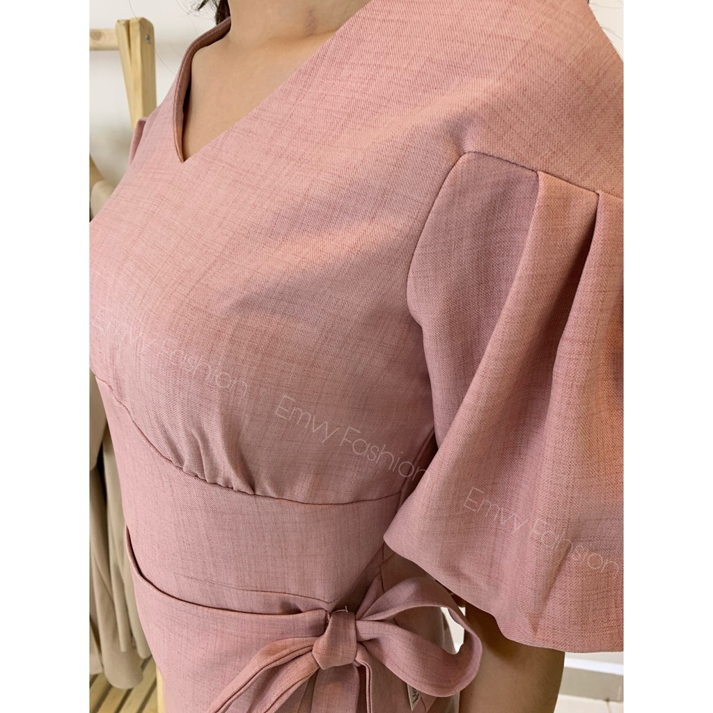 [Mã WASTGO hoàn 10% xu đơn 99k] Váy Mango xước thiết kế tay bồng Emvy V67 | BigBuy360 - bigbuy360.vn