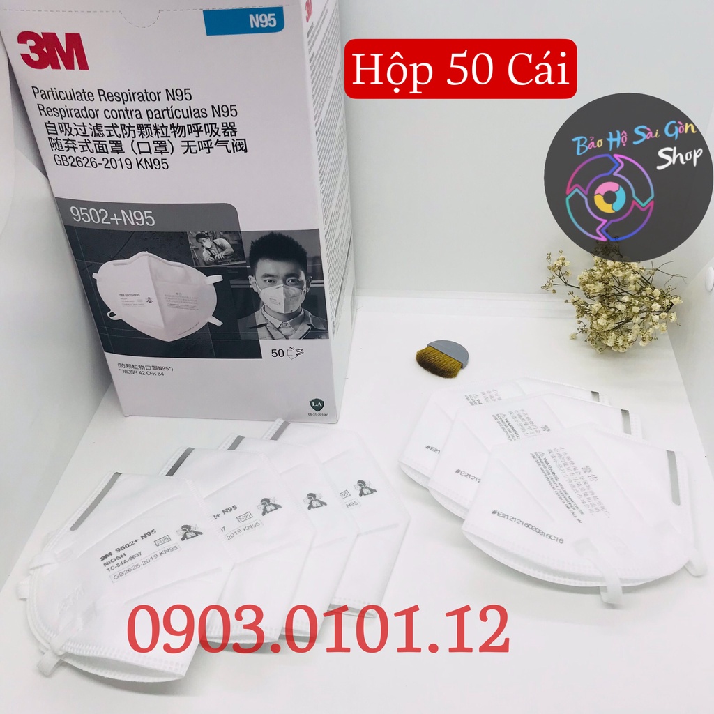 Khẩu trang 3m 9502+ cao cấp tiệt trùng đóng gói kín dây đeo qua đầu, N95 chính hãng đạt chuẩn FFP2 NIOSH Mỹ
