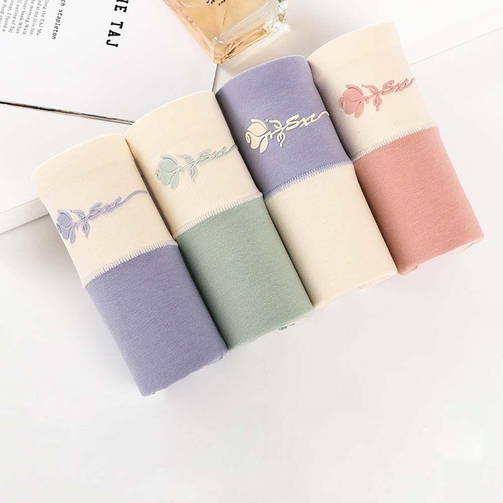 MOCHO Quần Lót Cotton Lưng Cao Thoáng Khí Kháng Khuẩn In Họa Tiết Hoa Hồng Màu Sắc Tương Phản Thời Trang Cho Nữ