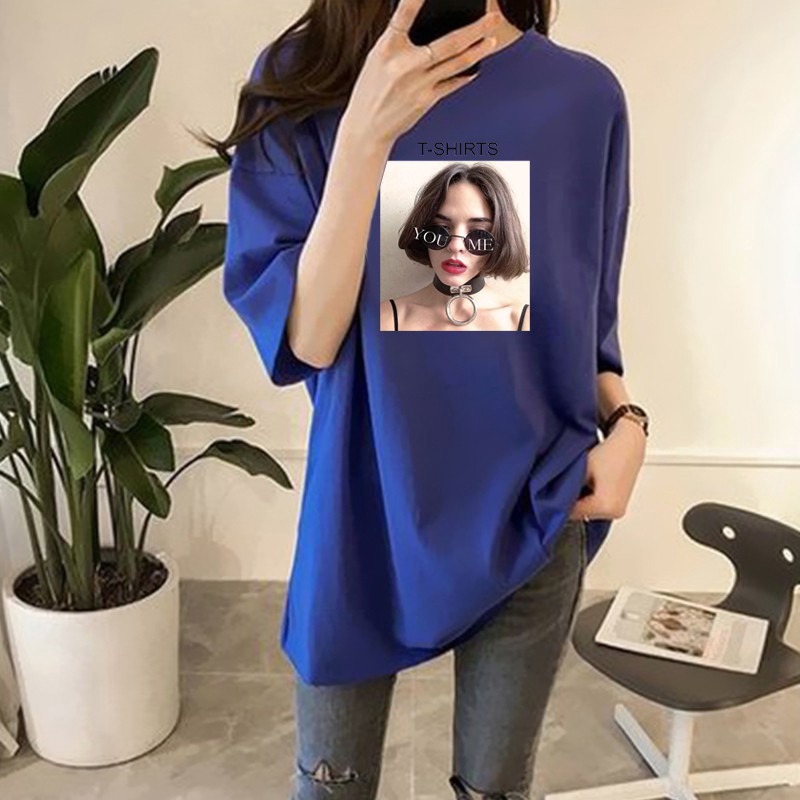 NRVP Áo thun dáng rộng cổ tròn tay ngắn in họa tiết thời trang hè 2020 dành cho nữ