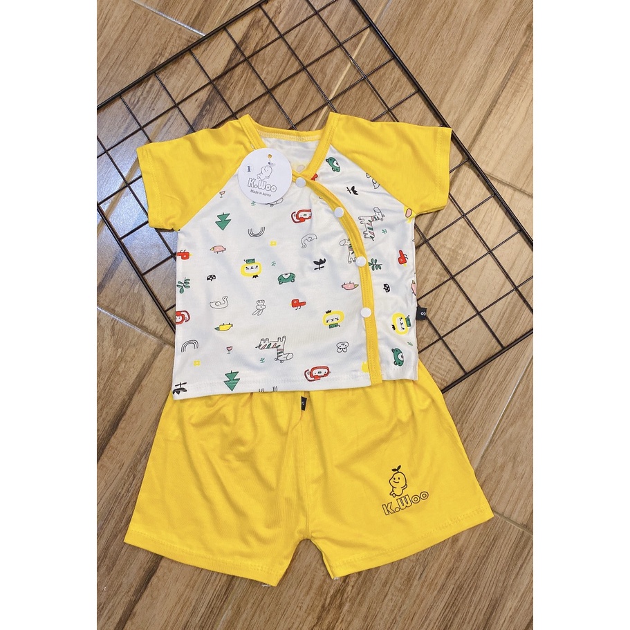 Quần áo sơ sinh Bộ cộc tay cho bé trai bé gái Thun Lạnh Khuy Chéo Acutebaby
