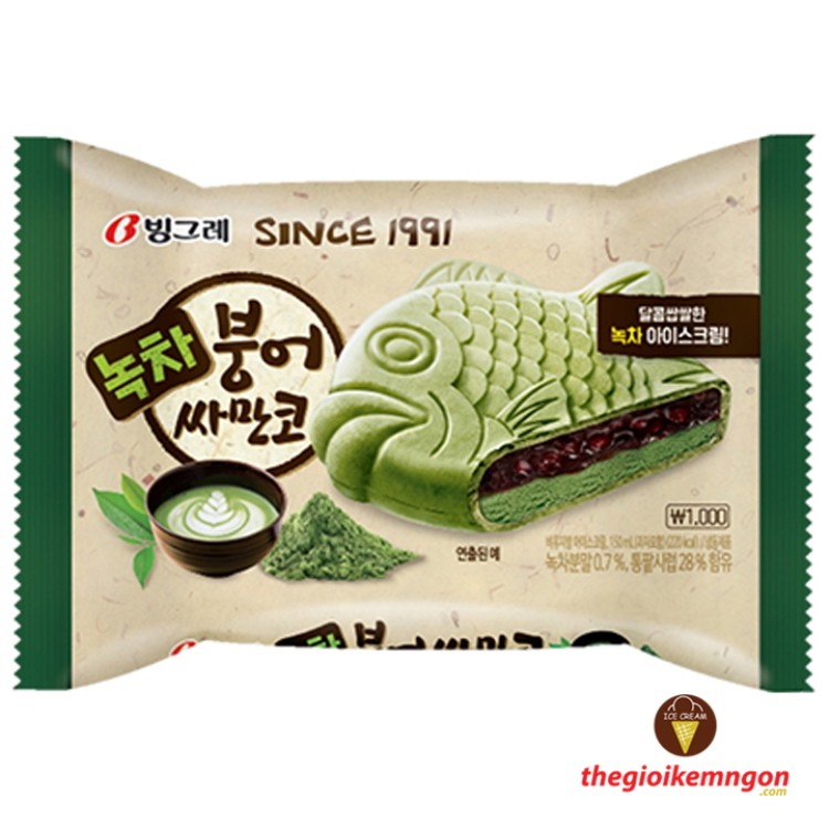 Kem bánh cá trà xanh Binggrae Samanco Greentea Hàn Quốc 150ML