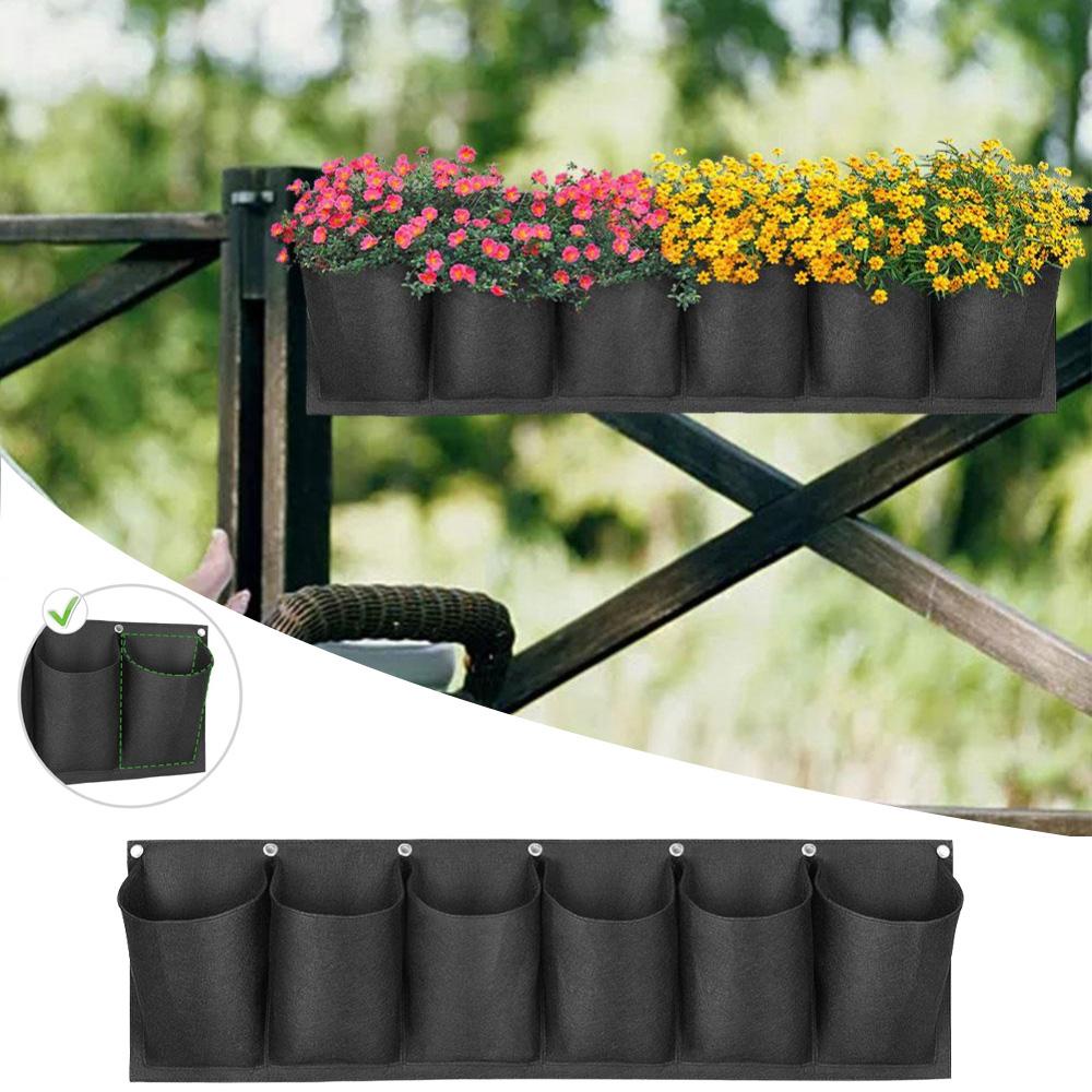 YIYU Túi Trồng Cây Treo Tường 6 Ngăn Tiện Lợi