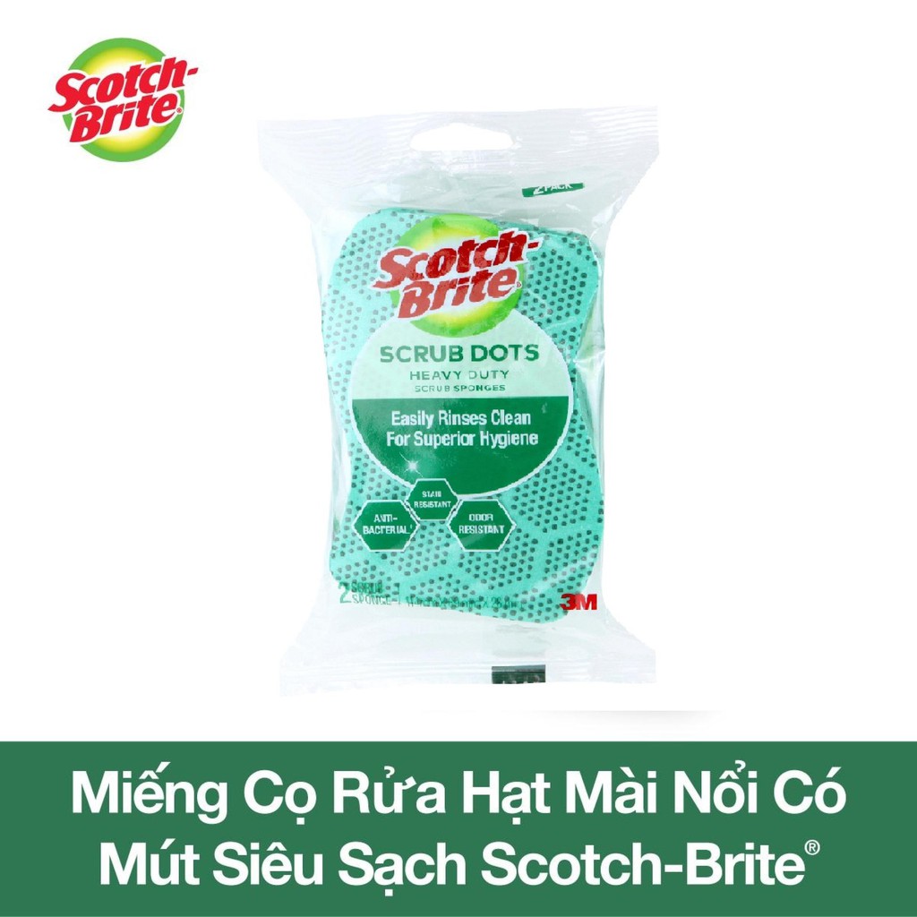 Gói 2 miếng rửa chén hạt nổi siêu sạch Scotch-Brite 3M CR-HNSS-G2