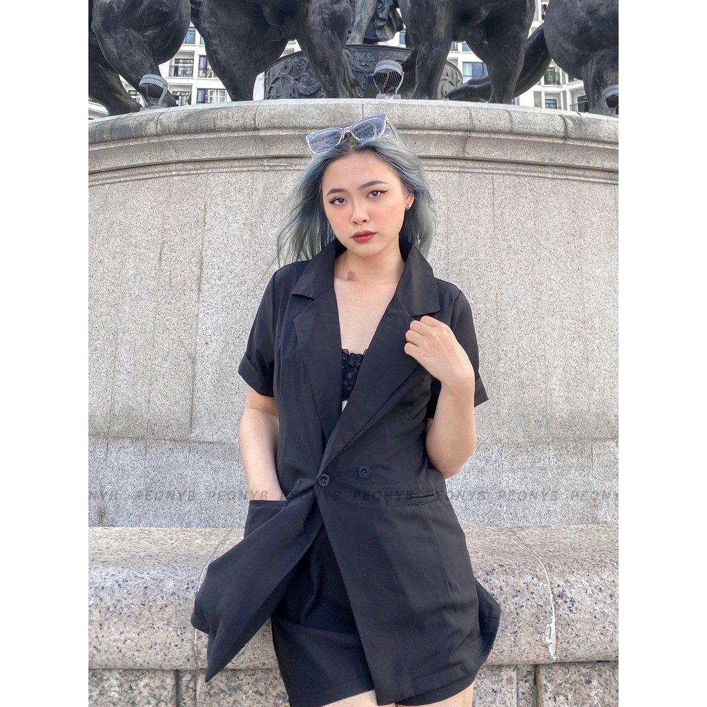 Set Vest Đùi Phối Chun PEONYB Nữ [FREESHIP] 🌸 Bộ quần áo cộc form rộng, short đũi trượt màu ĐEN | TRẮNG | BE Ulzzang 🌸 | BigBuy360 - bigbuy360.vn