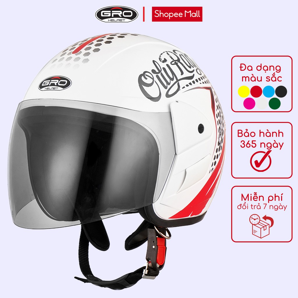 Mũ bảo hiểm 3/4 đầu GRO V0 size 55-58cm 2021
