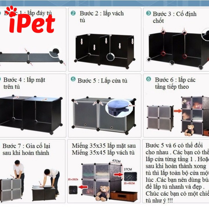 Kệ Tủ Lắp Ghép Lưới Sắt Đa Năng ( TẶNG KÈM CHỐT ) - Combo 10 Ô - iPet Shop