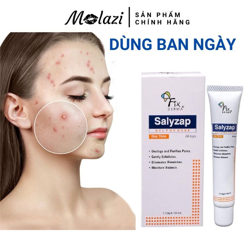 Kem chấm mụn Fixderma Salyzap giảm ngừa mụn dưỡng ẩm tái tạo dưỡng trắng phục hồi da mờ thâm (gel chấm mụn 20gr) molazi. | BigBuy360 - bigbuy360.vn