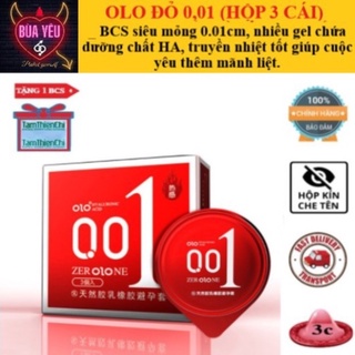 [Mua 1 tặng 1] Bao cao su 0.01 OLO đỏ,siêu mỏng 0.01mm, nhiều gel bôi trơn,siêu ấm kéo dài thời gian - hộp 3 bcs