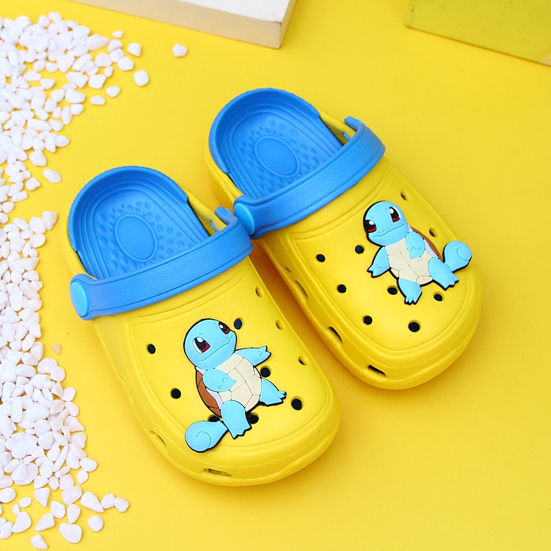 Dép Crocs Đi Biển Đế Mềm Chống Trượt Thoáng Khí In Hình Pokemon Pikachu Dành Cho Trẻ Em
