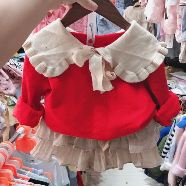 áo len cổ bèo tiểu thư cho bé