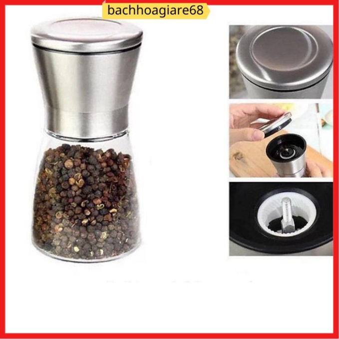 Lọ xay tiêu Inox, dụng cụ xay tiêu cầm tay tiện lợi -KSGGCK