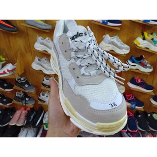 Giày SNEAKER TRIP Xám Trắng Viền Vàng