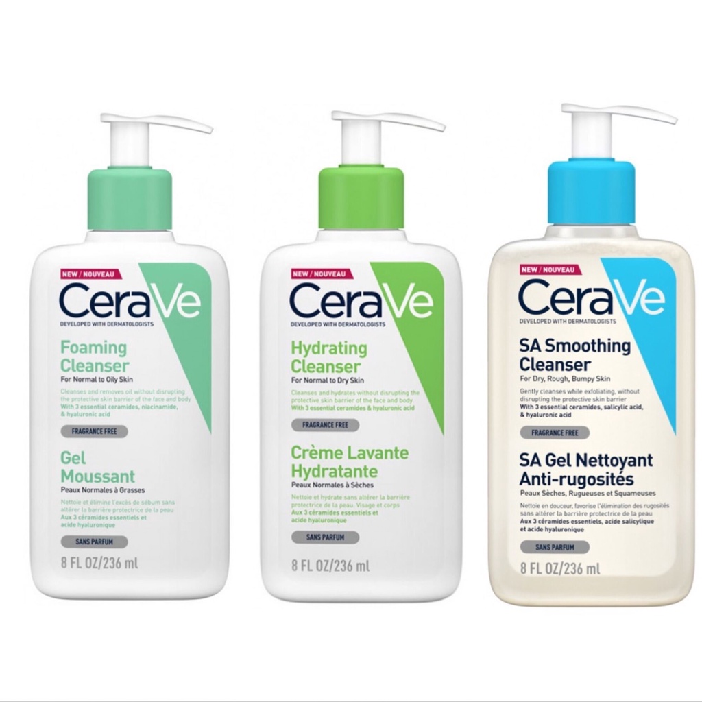 Sữa rửa mặt dịu nhẹ CeraVe Foaming Facial Cleanser 236ml dành cho da dầu, da khô, nhạy cảm Pháp